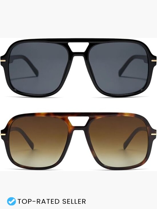 Square Aviator Sunglasses Oversized Retro Trendy 70s Classic Vintage Sun Glasses main image 4